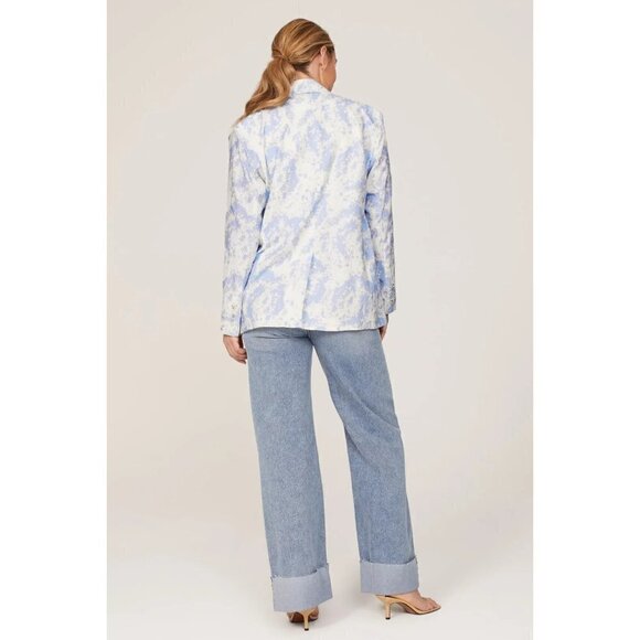 Thakoon Collective Tie Dye Pastel Blazer Jacket Blue White Womens 4 - Picture 3 of 13